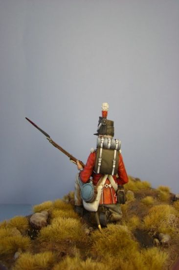 Rear Left Grenadier Guard Private - kneeling, Battle of Waterloo 1815 - 75mm figure fine scale model kit produced by Hawk Miniatures