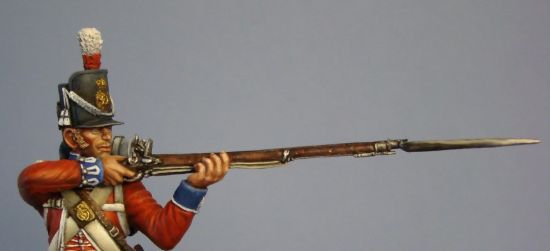Firing Arms Grenadier Guard Private - kneeling, Battle of Waterloo 1815 - 75mm figure fine scale model kit produced by Hawk Miniatures