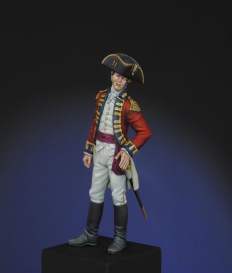 Front Major John Andre, Adjutant General of the British Army, 1778 a 75mm figure fine scale model kit produced by Hawk Miniatures